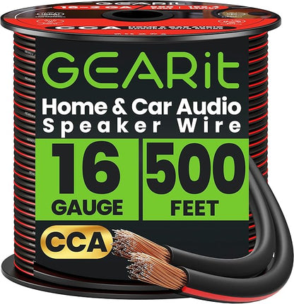 16AWG Speaker Wire, GearIT Pro Series 16 Gauge Speaker Wire Cable Great Use by GEARit