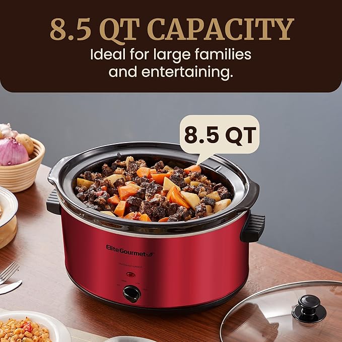 Elite Gourmet MST-900RXT# Electric Ceramic XL Jumbo Slow Cooker, Adjustable Temp - Image 3