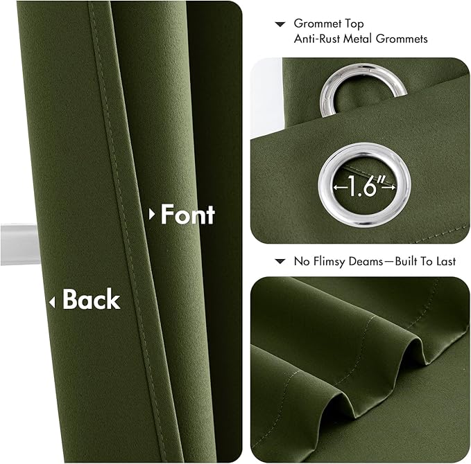 MIULEE Olive Green Blackout Curtains - Image 4