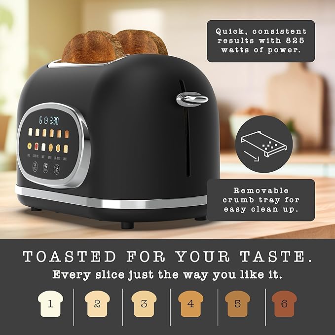 Rae Dunn Retro Digital Electric Toaster, 2 Slice Stainless Steel Toaster - Image 5