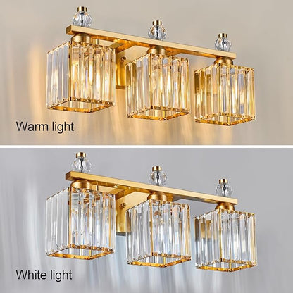 FDPBY Bathroom Vanity Lights 3-Light Modern Crystal Vanity Light Gold Bathroom - Image 2