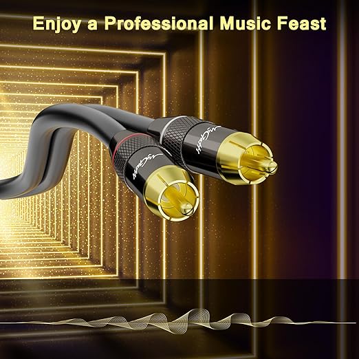 RCA Cable 30 FT, 90 Degree Right Angle 2RCA to 2RCA Stereo Audio Cable - Image 4