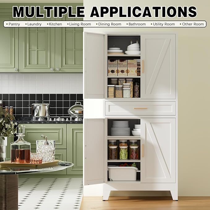 COFaR 71" Tall Kitchen Pantry, Farmhouse Storage Cabinet - Image 3