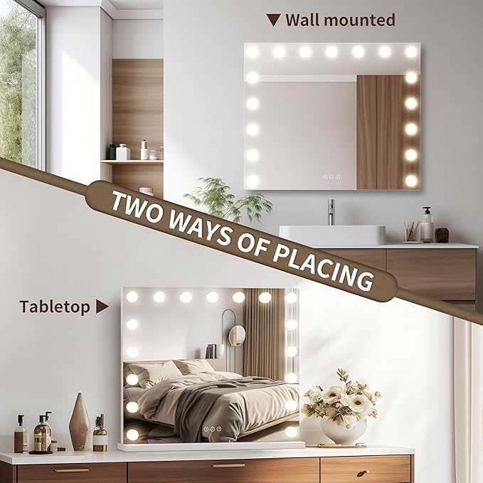 Vanity Mirror with Lights, Makeup Mirror with 17 Dimmable LED Bulbs, 3 Color - Image 6