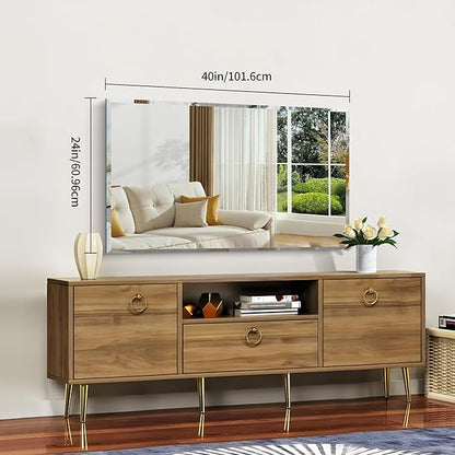 CILIBER Beveled Bathroom Mirror, 24x40 Large Frameless Mirrors - Image 9