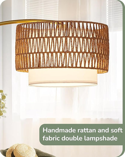 EDISHINE Gold Floor Lamps for Living Room, Boho Rattan Standing lamp - Image 6