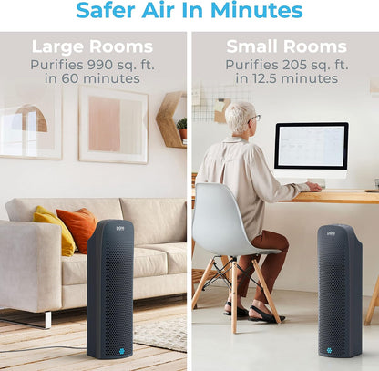 pure enrichment purezone elite 4-in-1 hepa air purifier showing dimensions