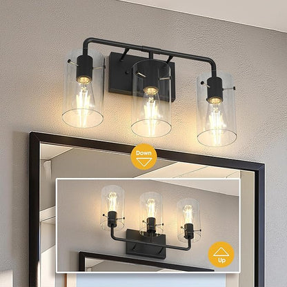 L LOHAS LED 3-Light Bathroom Light Fixtures, 17.71" Black Bathroom Vanity Light - Image 4