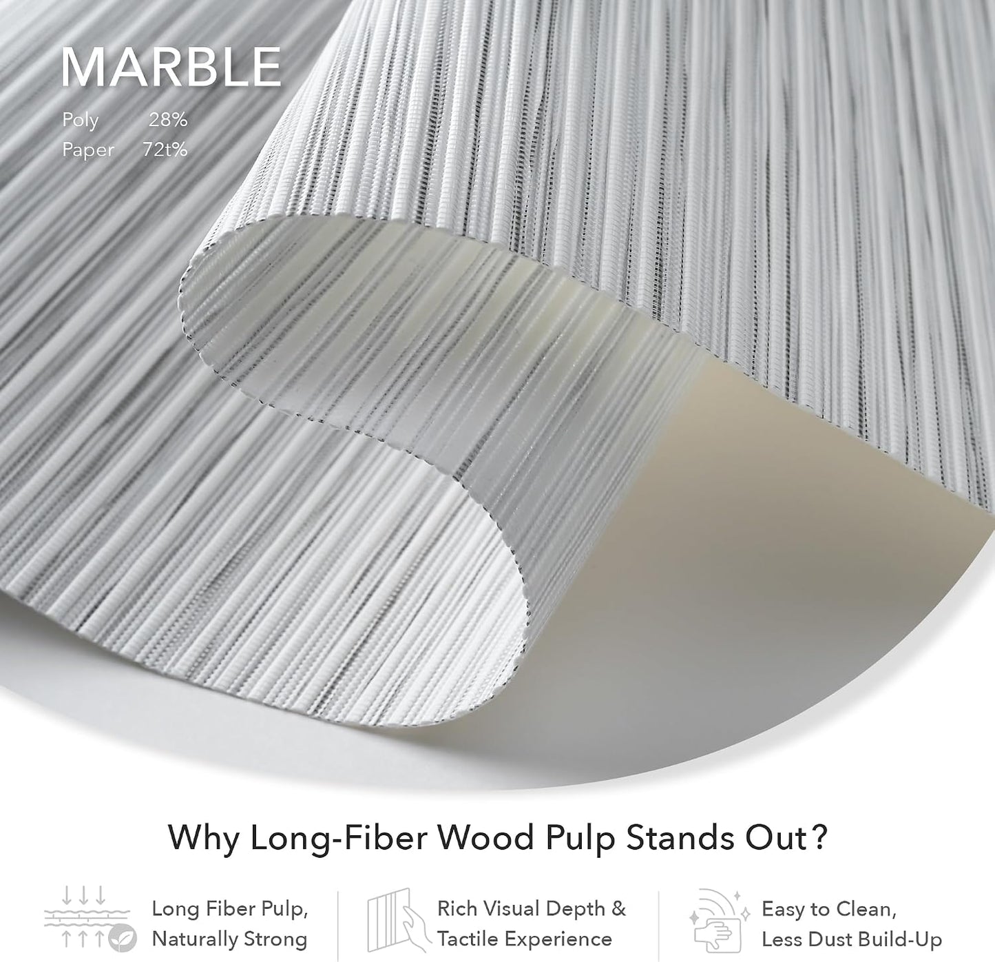 Woven Panel Track Blinds, Marble | Adjustable Sliding Vertical Blinds for Patio Doors & Glass Windows, 45.8"-86"W. Cordless, Cut-to-Size Woven Fabric Panels.
