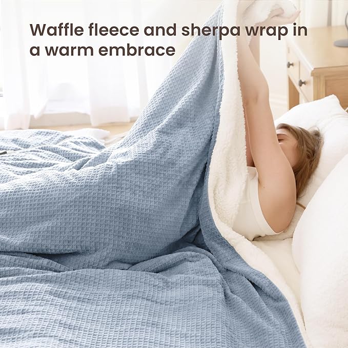 Heated Blanket Electric Blanket King Waffle, 90x100 Inches Dual Controllers - Image 2