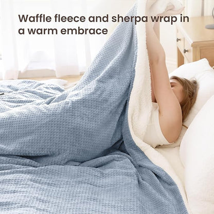 Heated Blanket Electric Blanket King Waffle, 90x100 Inches Dual Controllers - Image 2