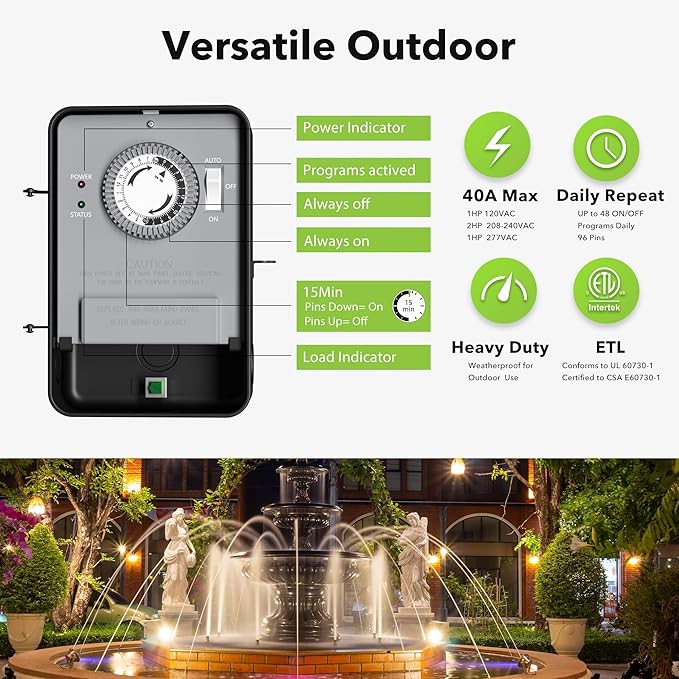 BN-LINK Pool Timer, Outdoor Mechanical Timer Switch - Image 2