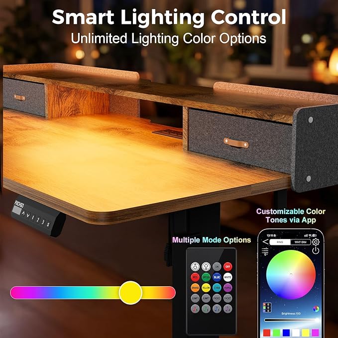 Electric Standing Desk with Drawers, 48 Inch Height Adjustable Desk with Power - Image 8