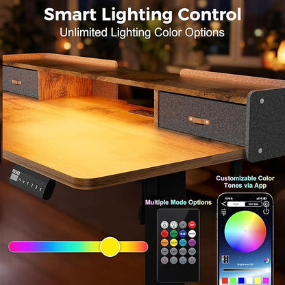 Electric Standing Desk with Drawers, 48 Inch Height Adjustable Desk with Power - Image 8