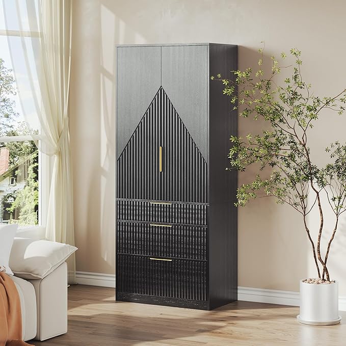 71.7" Wardrobe Armoire Wooden Closet - Image 9