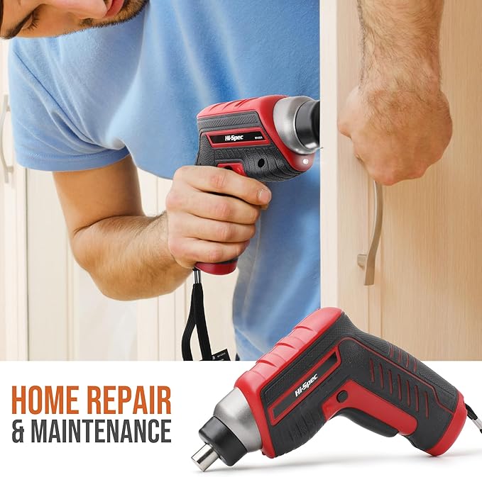 Hi-Spec 35pc Red Tool Kit with 3.6V USB Electric Screwdriver and Drill Set. - Image 5