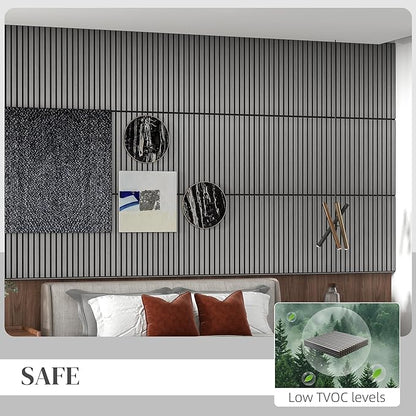 HOMCOM 4 Pack 3D Acoustic Panels, Wood Slat Wall Paneling - Image 5