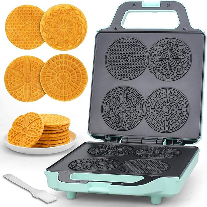 Baker’s Friend Pizzelle Maker Electric, 4 X 3.5” Pizzelle Waffle Cookies by Baker%27s+Friend