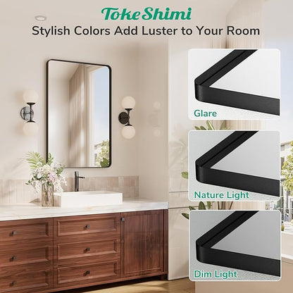 TokeShimi Black Bathroom Mirror, 40x30 Large Bathroom Mirror Rectangle - Image 6
