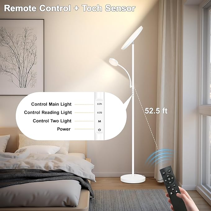 Floor Lamp, Upgraded 42W/4200LM Super Bright Floor Lamp, 2-in-1 LED Dimmable - Image 5