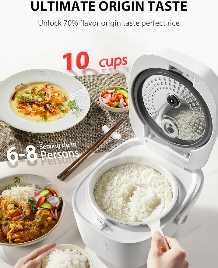 TOSHIBA OriginTaste Rice Cooker 10-Cup Uncooked, Fuzzy Logic, 15-in-1 Functions - Image 3