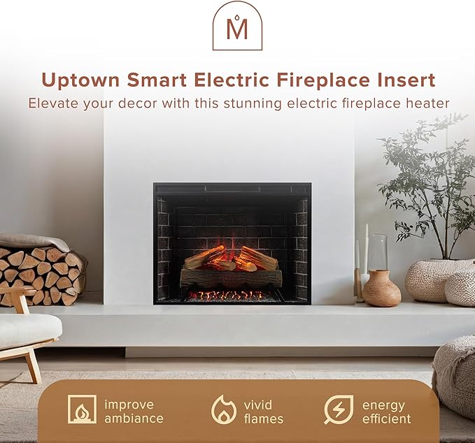 Modern Ember Uptown 33" Smart Electric Fireplace Insert - Image 2