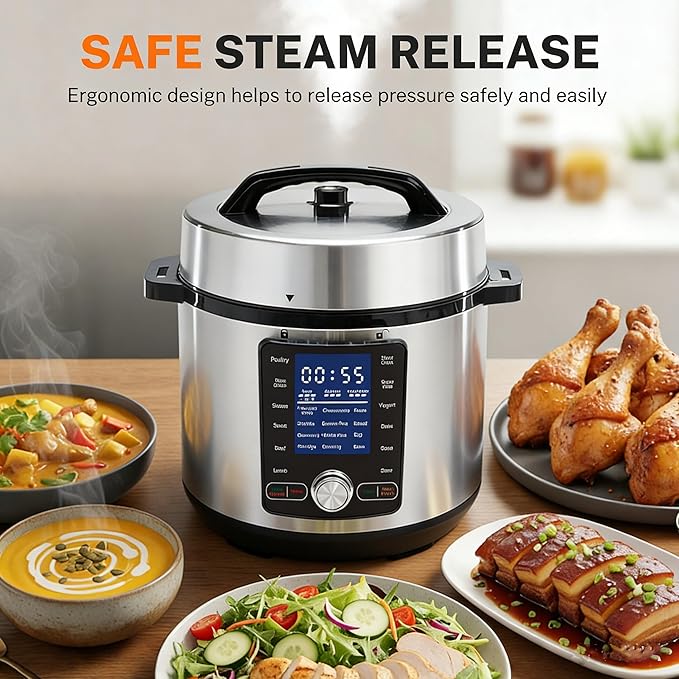 HealSmart 24-in-1 Electric Pressure Cooker 6.3 Quart, Non-Stick Stainless Steel - Image 5