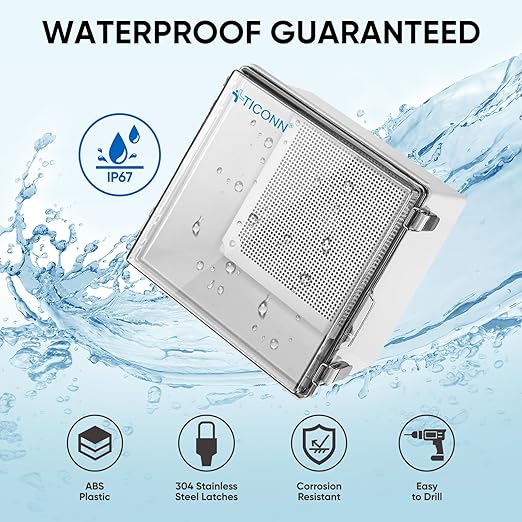 TICONN Waterproof Electrical Junction Box IP67 ABS Plastic Enclosure - Image 2