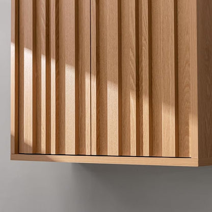 Fluted Wall Cabinet for Bathroom, Modern Wood Hanging Storage Organizer - Image 8