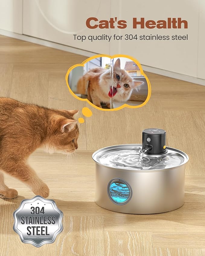 Cat Water Fountain with Motion Sensor: Rechargeable Cat Fountain Wireless - Image 3