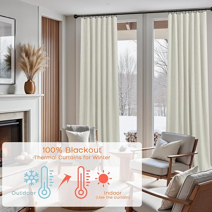 KOUFALL Custom 92 Inch Linen Blackout Curtains Drapes - Image 7