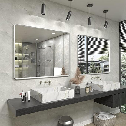48x32 Inch Silver Bathroom Mirror - Image 6