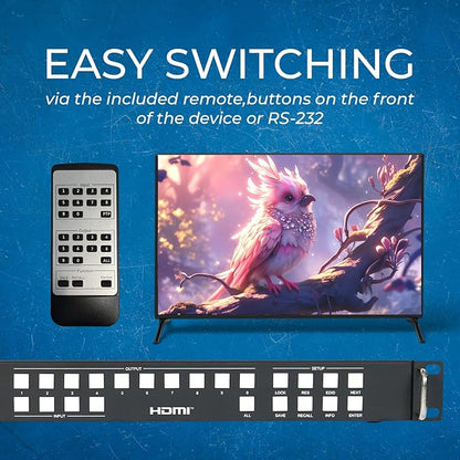 OREI 4K 4x16 HDMI Matrix Video Wall Controller Processor Multiviewer Display - Image 8