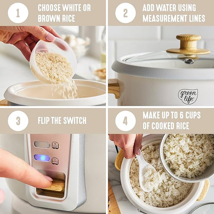 GreenLife Rice Cooker with Removable PFAS-Free Ceramic Nonstick Pot, 3-Cups - Image 10