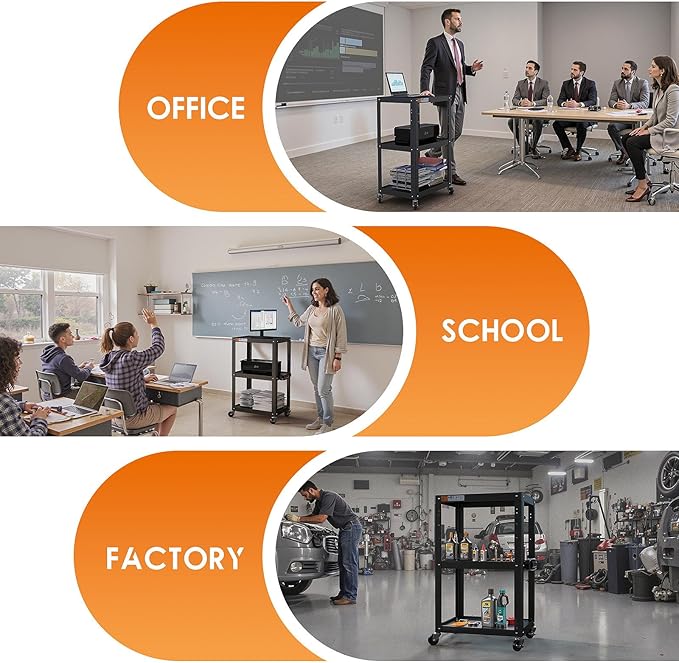 3 Shelf Metal Utility Cart - Image 9
