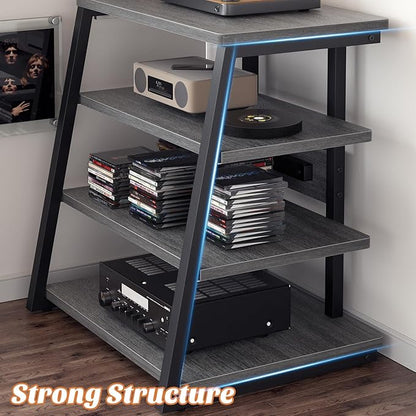 Besiost AV Media Stand with Outlets, Media Console with LED Lights, Stereo - Image 5
