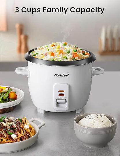 COMFEE' Rice Cooker, 6-Cup Cooked/3-Cup Uncooked, Removable Non-Stick Bowl - Image 2