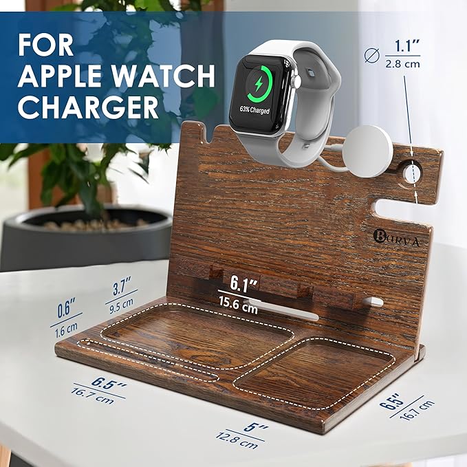 BarvA Two Phone Docking Station | Night Stand Desk Organizer | Wood Nightstand - Image 5