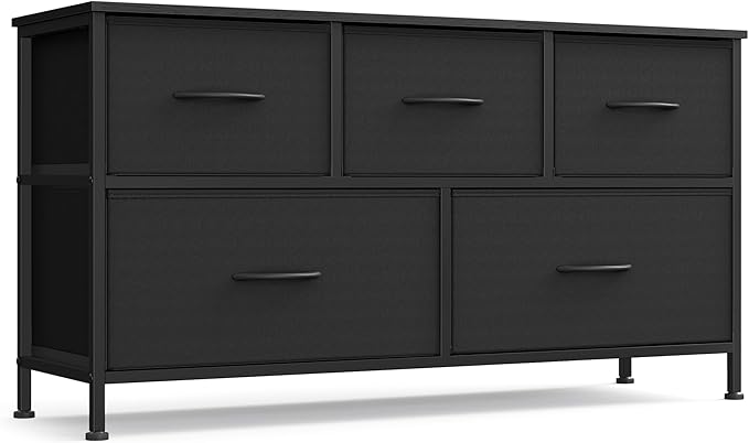 SONGMICS Dresser for Bedroom, Chest of Drawers, 5 Non-Woven Fabric Drawers by SONGMICSbySONGMICSHOME