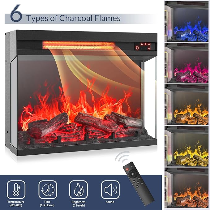 BELLEZE 23" Electric Fireplace - Image 3