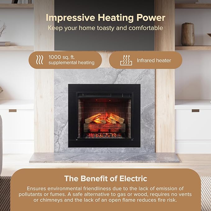 Modern Ember Uptown 23" Smart Electric Fireplace Insert + Trim Kit, Alexa/WiFi - Image 6