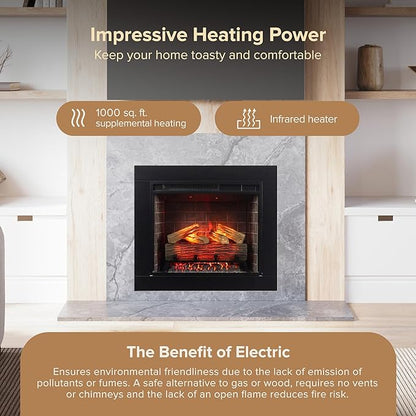 Modern Ember Uptown 23" Smart Electric Fireplace Insert + Trim Kit, Alexa/WiFi - Image 6