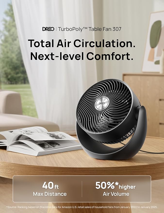 Dreo Fan for Bedroom, Table Air Circulator for Whole Room, 11 Inch, 40ft Strong - Image 2