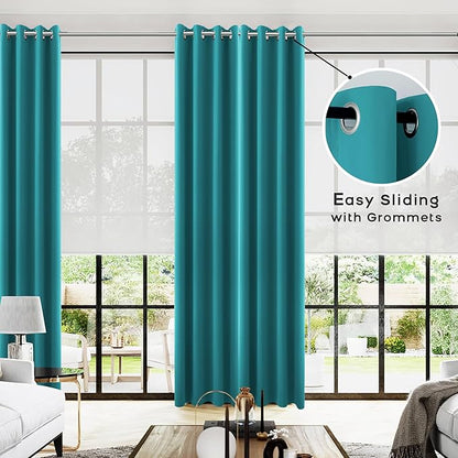 KOUFALL Teal Curtains 96 Inches Long - Image 2