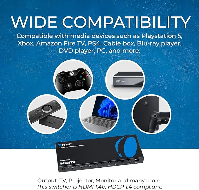 OREI Quad Multi HDMI Viewer 4 in 1 Out HDMI Switcher 4 Ports Seamless Switcher - Image 9