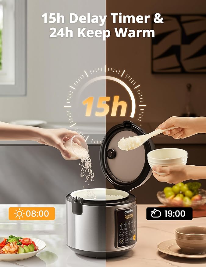 COMFEE' Rice Cooker, 4 Cups Uncooked, 8 Cups Cooked Slow Cooker, 2 Qt Small - Image 4