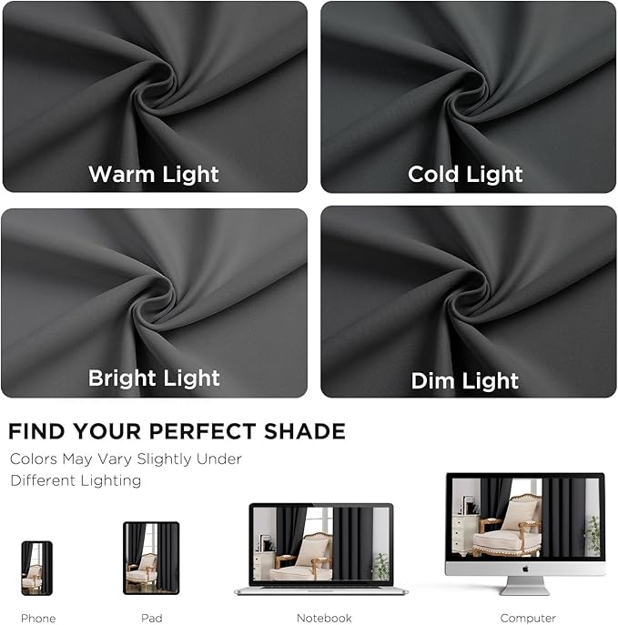 CUCRAF Blackout Curtains 63 inch Length, Room Darkening Thermal Insulated - Image 6