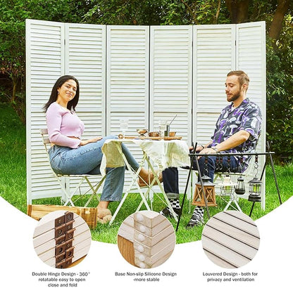Room Dividers and Folding Privacy Screens, Wood Louvered Separators Divider Wall - Image 2
