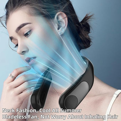 Portable Neck Fan, Personal Wearable Bladeless Fan, LED Display, 6000mAh USB - Image 7