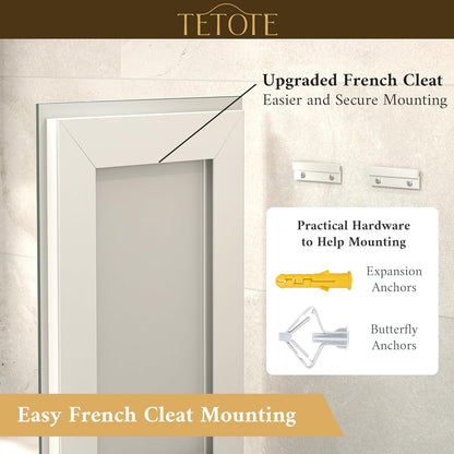 LED Bathroom Mirror 24 x 30 Inch Lighted Bathroom Vanity Mirror with Lights, Brighter Frontlit and Backlit Light up Anti Fog Mirror, 3-Color Dimmable, Shatterproof Tempered Glass, Waterproof